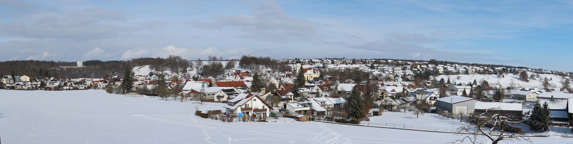 Panorama von Westerstetten im Winter