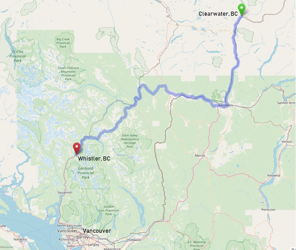 Von Clearwater nach Whistler