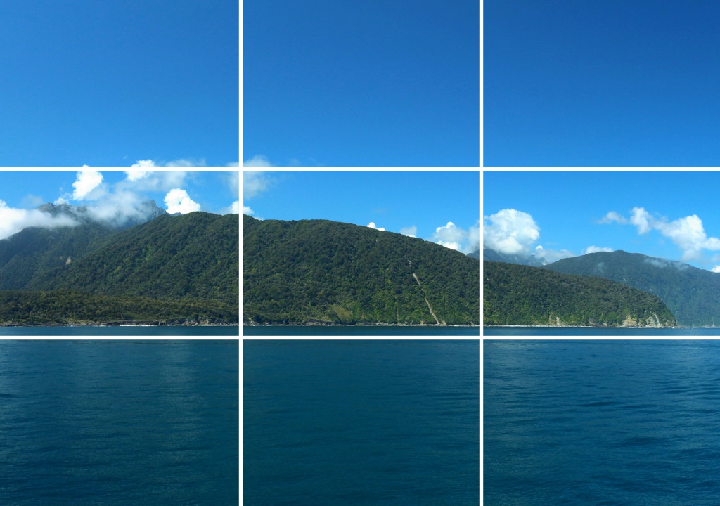 Hilfslinien einer Digitalkamera nach der Drittelregel