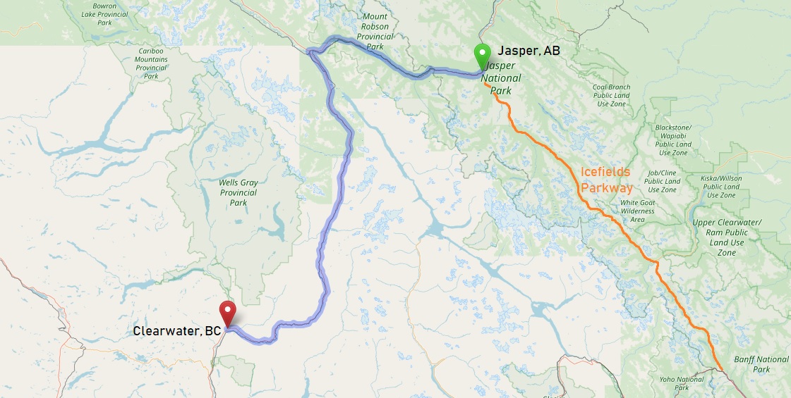 Von Jasper nach Clearwater